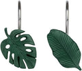Tropical Leaf Decorative Shower Curtain Hooks Dark Green Botanical Shower by Sunlit