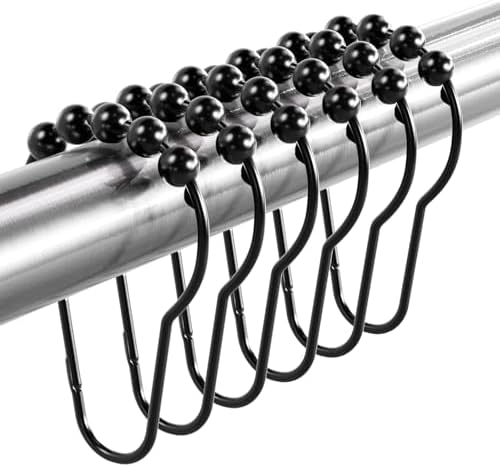 Titanker Shower Curtain Rings Hooks, Rust-Resistant Metal Shower Curtain Hooks by Titanker