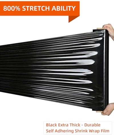 Black Stretch Wrap Film, Shrink Wrap 18in x 1500ft 4 Pack, Heavy Duty Privacy - Image 3
