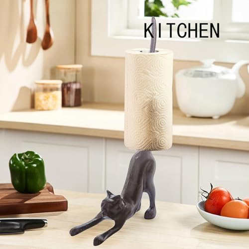 Cat Paper Towel Holder 17'' Cast Iron Paper Towel Holder Funny Toilet Paper - Image 4