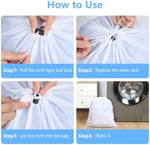 OTraki 16x20 Inch Mesh Laundry Bags 2PCS Small Drawstring Dirty Clothes Washing - Image 6