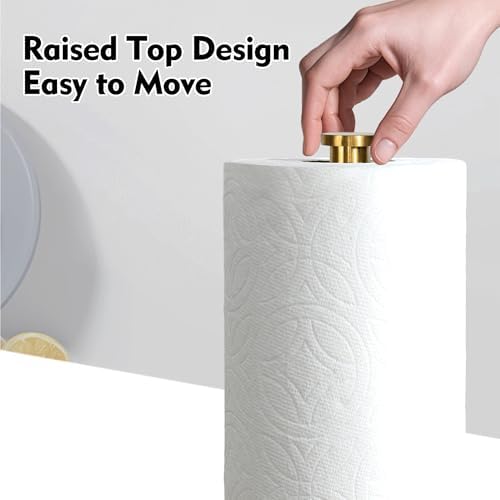 YIGII Marble Base Paper Towel Holder Countertop, Standing Paper Towel Holder - Image 3