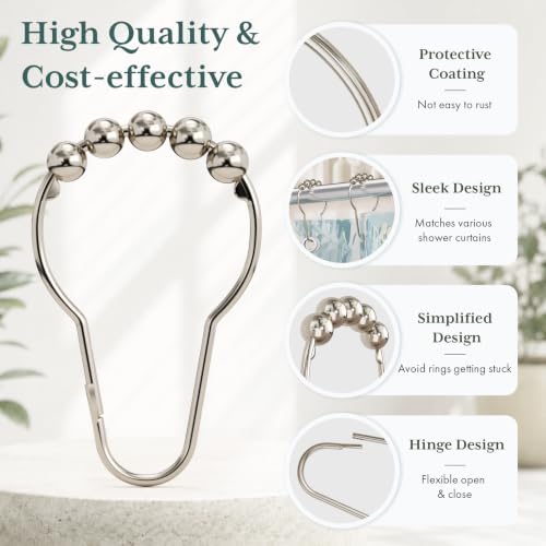 Bathway Shower Curtain Rings, Shower Curtain Hooks Nickel Shower Rings - Image 2
