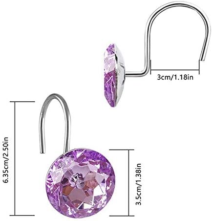 12 Pcs Bling Rhinestones Shower Curtain Hooks Bathroom Rolling Hooks - Image 3