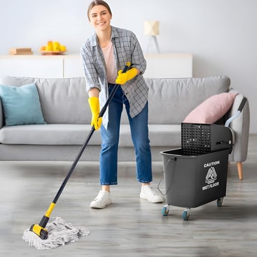 KeFanta 60" Heavy Duty Commercial Mops, Looped-End String Industrial Mop - Image 7