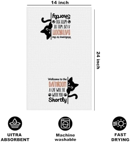 Jztco Funny Black Cat Hand Towels, Cat Lover Gifts - Image 2