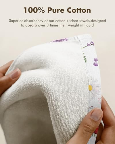 Miss Adola 2pcs Cotton Waffle Kitchen Towels, Wildflower - Image 3