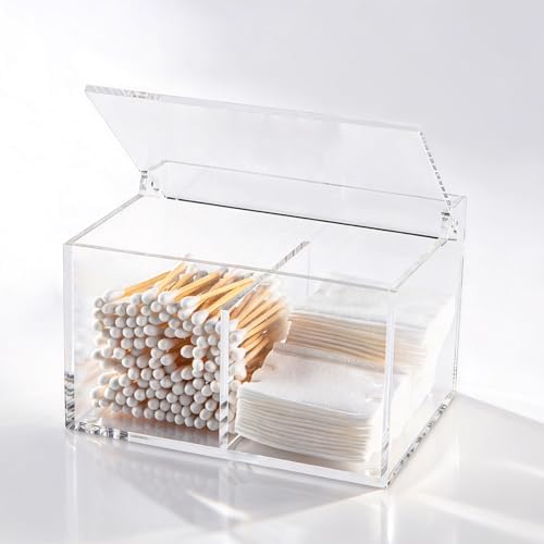 Clear Acrylic Cotton Swab Ball Holder Qtip Organizer by Dealpoli