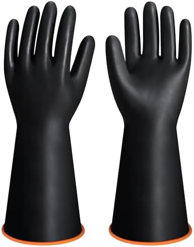 14" XL Size Latex Chemical Resistant Gloves, Reusable Heavy Duty Long Rubber by Nobgum