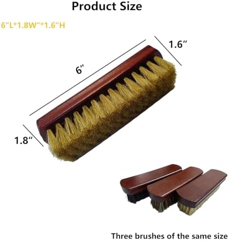 6" Shoe Brush Set, 3-Stiffness Horsehair Boar Nylon - Image 2