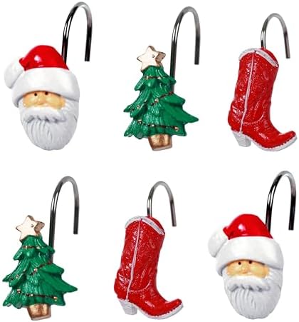 Two Fish Home Fashions Set of 12 Decorative Christmas Tree Resin Shower Curtain by TwoFishHomeFashionLLC
