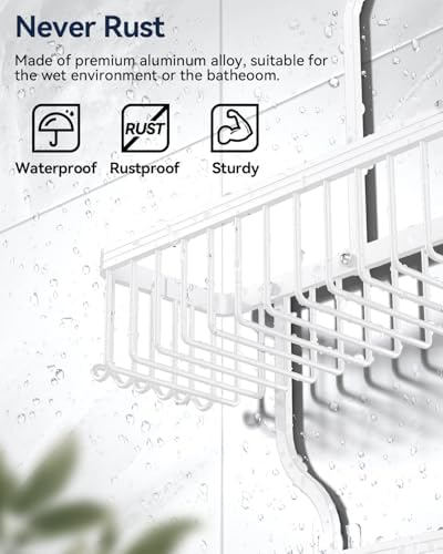 YASONIC Never Rust Shower Caddy Hanging, Aluminum Shower Racks - Image 3
