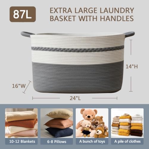 Extra large laundry basket woven from natural cotton rope - Image 2