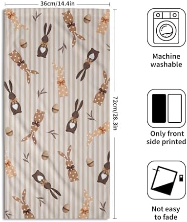 Happy Easter Bunny Hand Towels for Bathroom 2 Packs 14"x28" Polka Dot Rabbits - Image 2