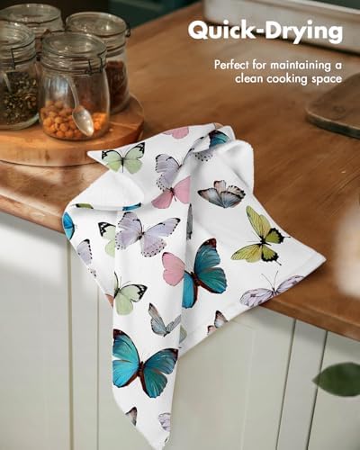 Miss Adola 2pcs Cotton Waffle Kitchen Towels, Morpho Butterfly - Image 2