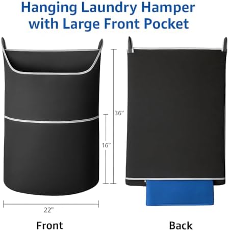 2-in-1 XL Hanging Laundry Hamper Bag 36x22in + Pop Up Mesh Laundry Basket - Image 2