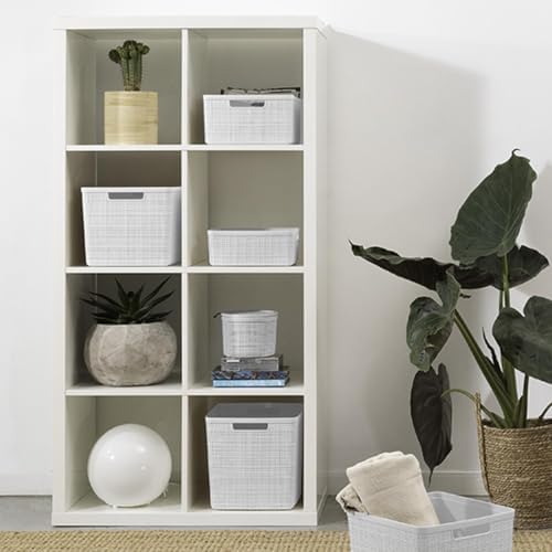 Curver Set of 4 Large Cube 17L Jute Decorative Plastic Organization and Storage - Image 4