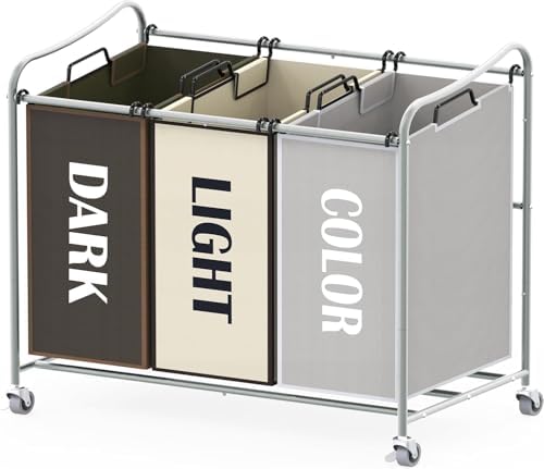 Simple Houseware Heavy Duty 3-Bag Laundry Sorter Rolling Cart by SimpleHouseware
