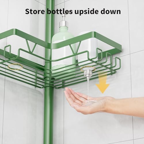 KEGII Shower Caddy Tension Pole, Bathroom Storage Shelf, Emerald Green - Image 5
