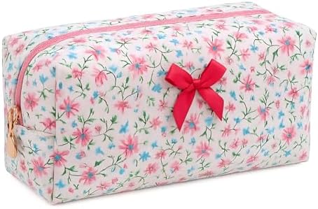 Large Pencil Case, Quilted Cotton Pencil Pouch, Cute Floral Pen Bag by OIMEIJewelry