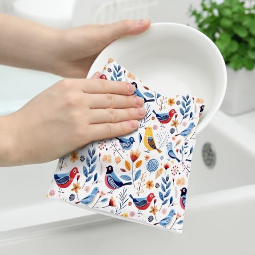 Floral Birds Kitchen Towels Decorative Set of 2 - Image 4