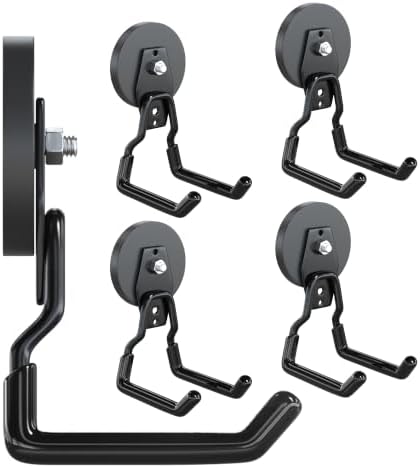 3-H Heavy Duty Magnetic Hooks, No-Drill Garage Power Tool Holder, 4 Pack by 3-H