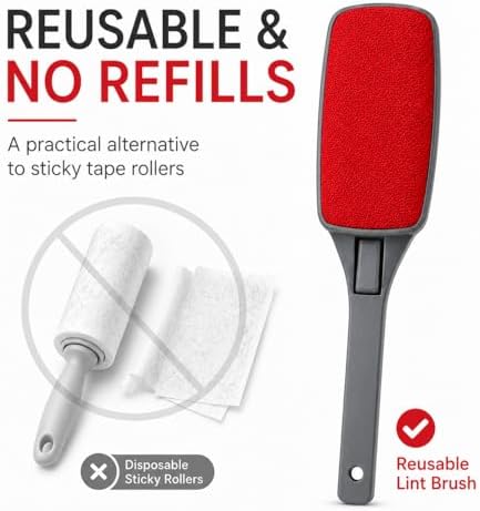 3-Pack Reusable Lint Brush for Clothes, Double Sided Pet Hair Remover Brush - Image 4