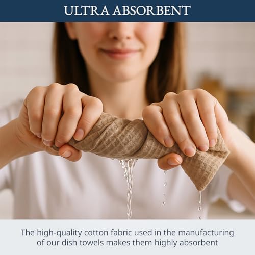 LANE LINEN Cotton Kitchen Towels and Dish Cloths Set, Quick-Drying Dish Towel - Image 5