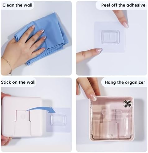 DASITON Wall Mounted Qtip Holder Dispenser, Adhesive No Drilling Cotton Swab - Image 6