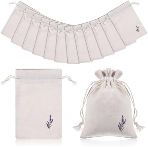 12 Pcs Cotton Lavender Drawstring Bags 4 x 6 Inch Reusable Muslin Drawstring by Unknown