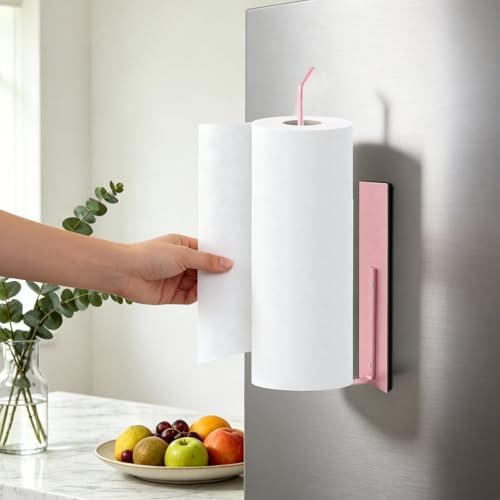 Paper Towel Holder, Toilet Paper Roll Holder Magnetic Towel Rack Wall Mount - Image 2