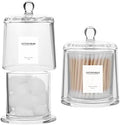 rejomiik 2 Pack Qtip Holder Thick Glass Apothecary Jars by rejomiik
