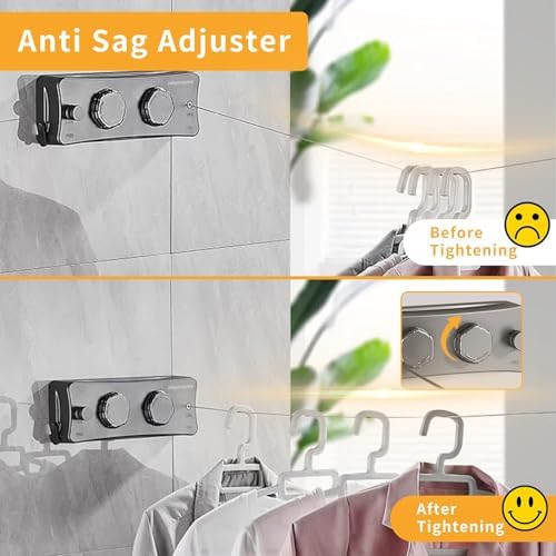 Retractable Clothesline, 16.7 Ft Stainless Wire Double Clothes Line - Image 3