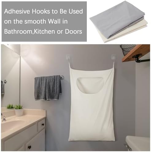 2 Pcs Large Hanging Laundry Hamper Bag 28 x 35 in Over The Door Hamper Space - Image 6