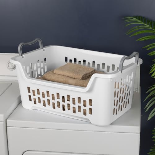 Sterilite 12 Pack Stacking Laundry Basket, 2 Bushel Clothes Hamper - Image 5