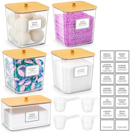 4+1 Pack Laundry Detergent Storage Containers, laundry powder container by Unknown
