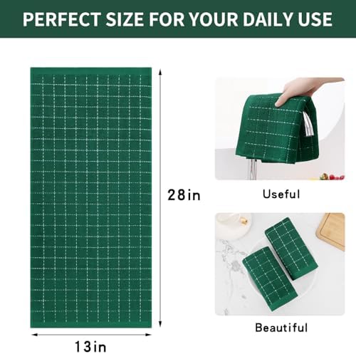 Homaxy 100% Cotton Terry Kitchen Towels, 12 Pack, Dark Green - Image 5