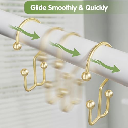 OEH Shower Curtain Hooks, Metal Shower Curtain Rings, Double Shower Rings - Image 6
