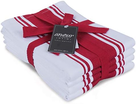 AMOUR INFINI Kitchen Towels 100% Cotton Pack of 4, Highly Absorbent Quick by AmourInfini