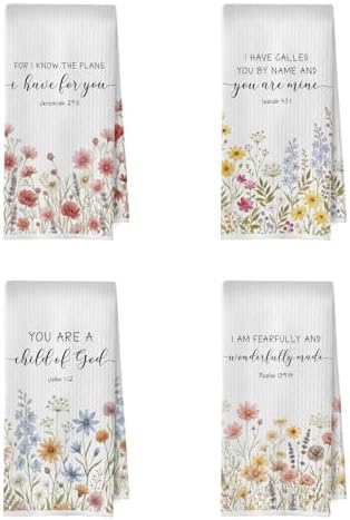 Floral Christian Kitchen Towel Set by Unknown