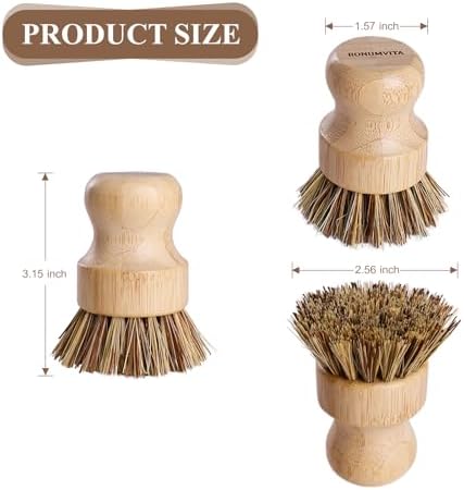 4-Pack Bamboo Dish Brush with Palm Fiber - Image 6
