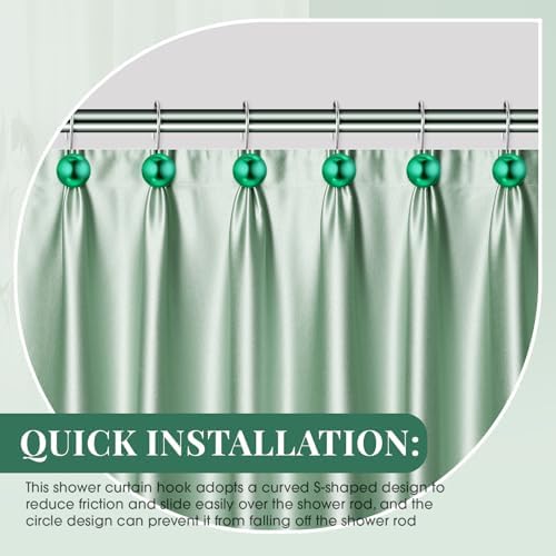 Threehoney 12 Pcs Cute Shower Curtain Hooks Shower Curtain Ring - Image 4