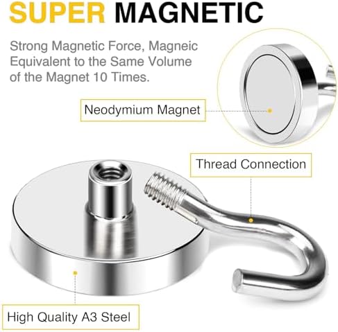 DIYMAG Magnetic Hooks, Strong Magents 10 Pack 120lbs - Image 5