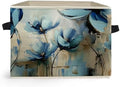 Abstract Blue Floral Storage Box Bins, Modern Impressionism Flower Botanical by Unknown