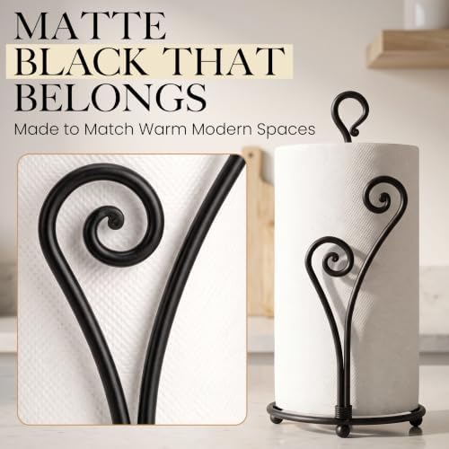 RTZEN Matte Black Paper Towel Holder Non-Slip Base Countertop - Image 6