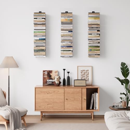 Wawocs Invisible Bookshelves for Wall, 8 Tier Floating Bookshelf Made of Heavy - Image 2