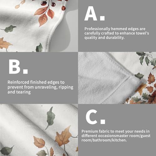 Fall Pumpkins Bathroom Towels Set Autumn Leaves Hand Towels Thanksgiving Maple - Image 5