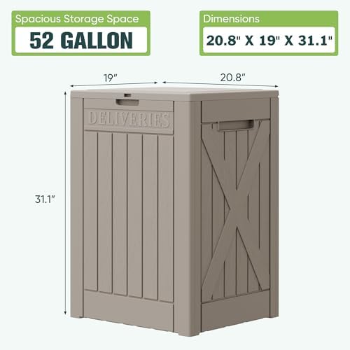 Greesum 52 Gallon Large Outdoor Package Delivery Box, Light Coffee - Image 7