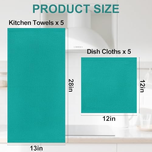 Homaxy 10 Pack 100% Cotton Kitchen Towels and Dishcloths Set - Image 4