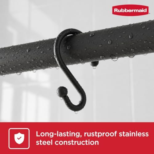 Rubbermaid Shower Hooks, Rustproof Stainless Steel S-Shaped Shower Rings - Image 3
